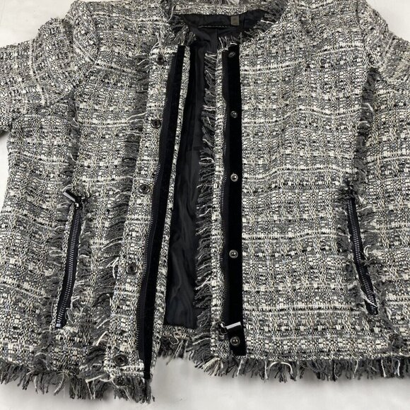 Bagatelle Collection Jacket Women’s XL Lined Frayed Trim Full Zip Snap Casual - Picture 11 of 15